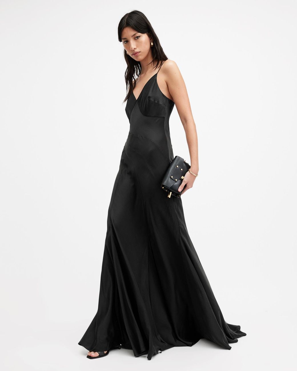 white fitted midi dress White Button Detail Thin Strap Fitted Maternity Midi Dress