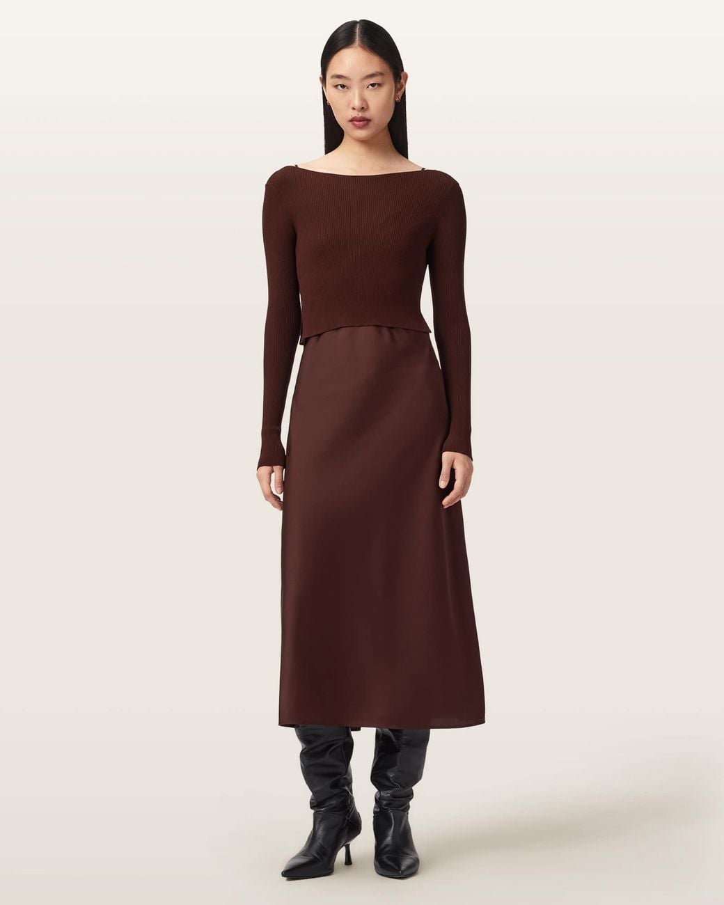 AllSaints Red Hera 2-In-1 Midi Dress