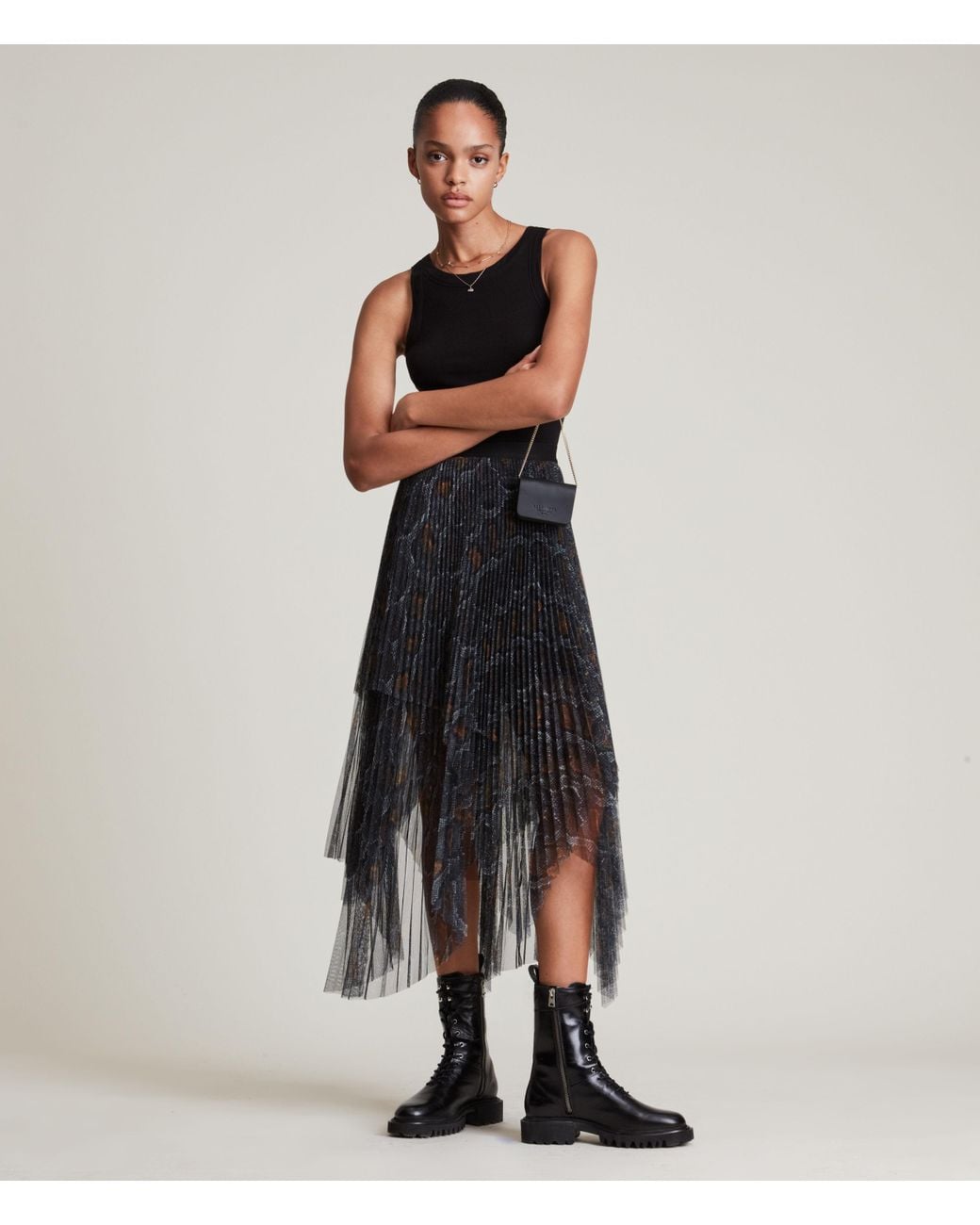 新品 ALLSAINTS / PHIA SNAKE MAXI SKIRT（Renai Foil Snake Print  