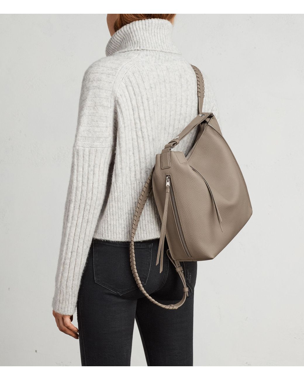 AllSaints Kita Small Leather Backpack in Grey | Lyst Canada