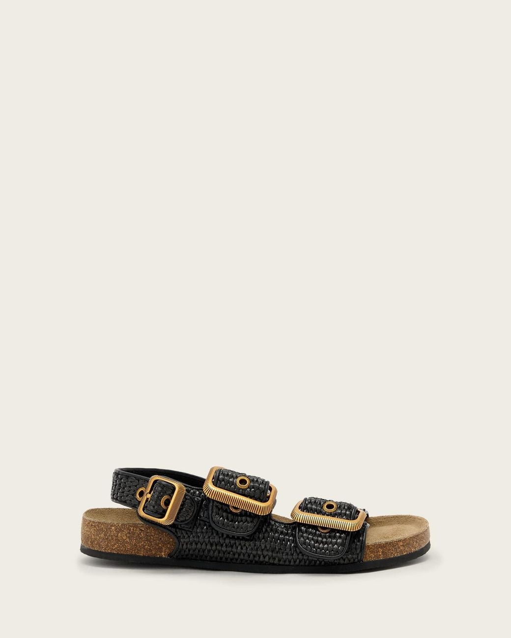 AllSaints White Staffa Raffia Buckle Sandals