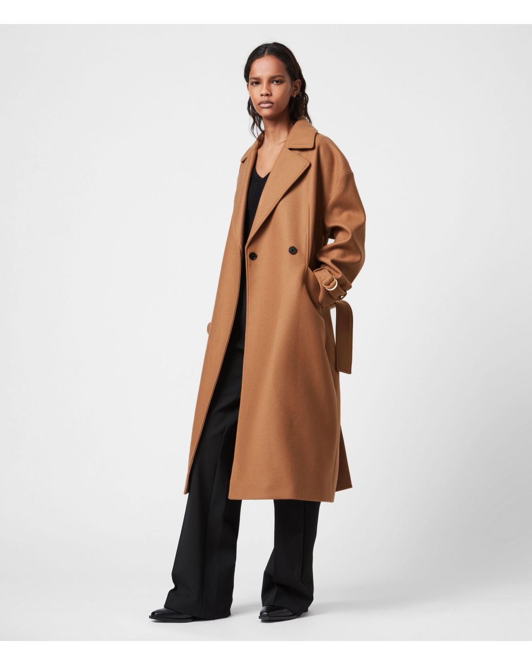 AllSaints Women's Woolcashmere Blend Relaxed Fit Wilma Coat in Natural