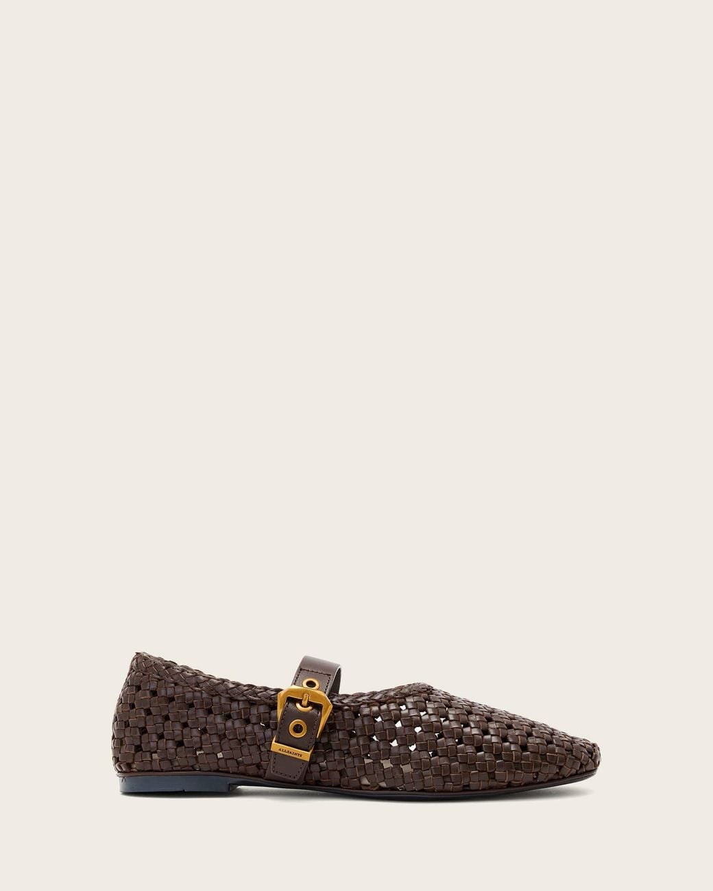 AllSaints Natural Sabine Woven Leather Flats