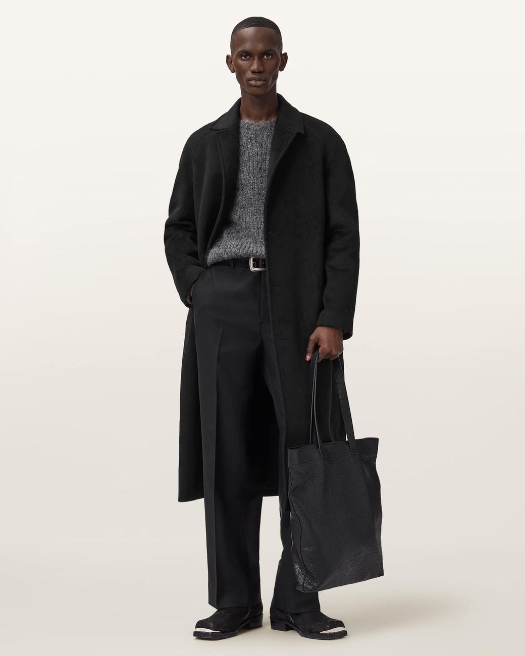AllSaints Black Axel Wool Coat for men