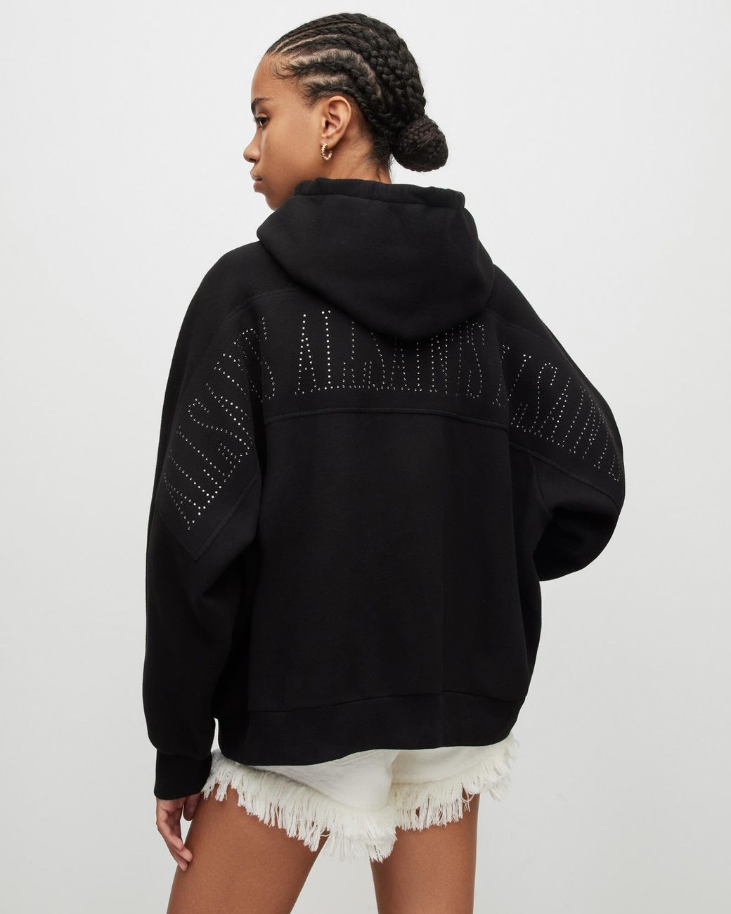 AllSaints Talon Hotfix Embellished Hoodie in Black Lyst