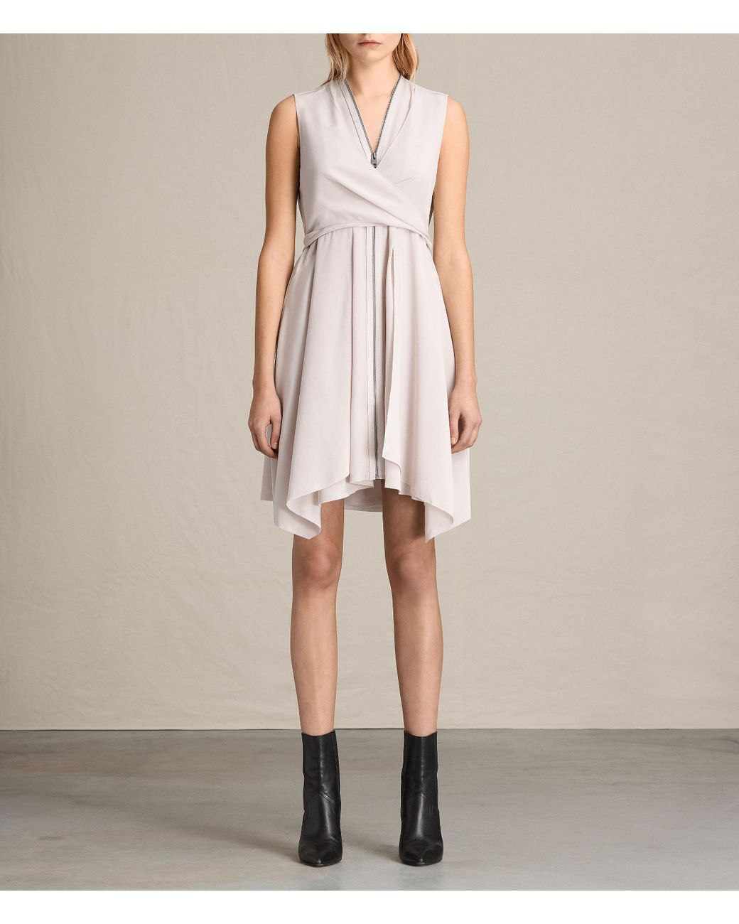 AllSaints Jayda Silk Dress in Pink Lyst UK