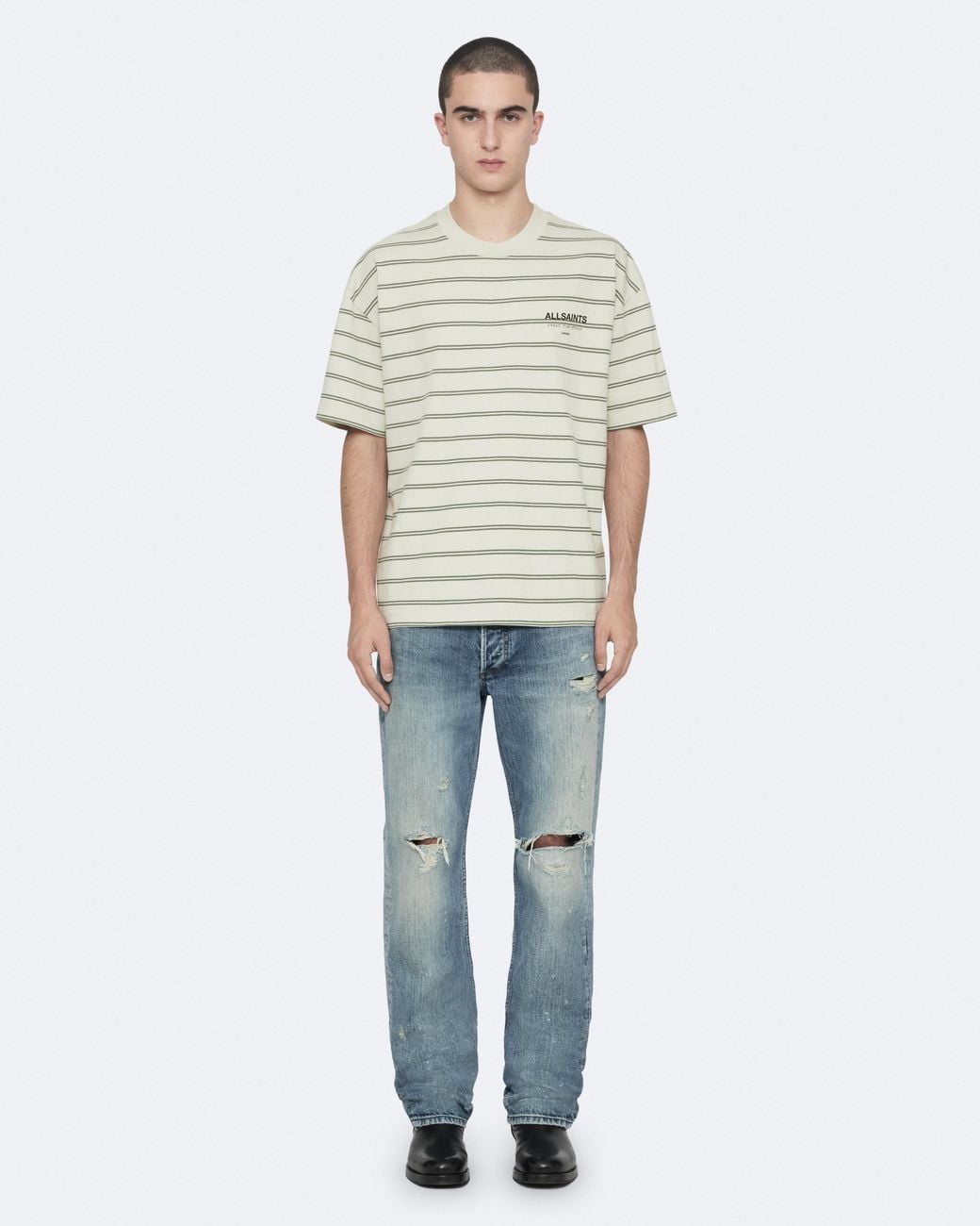 AllSaints Blue Underground Oversized Cotton T-Shirt for men