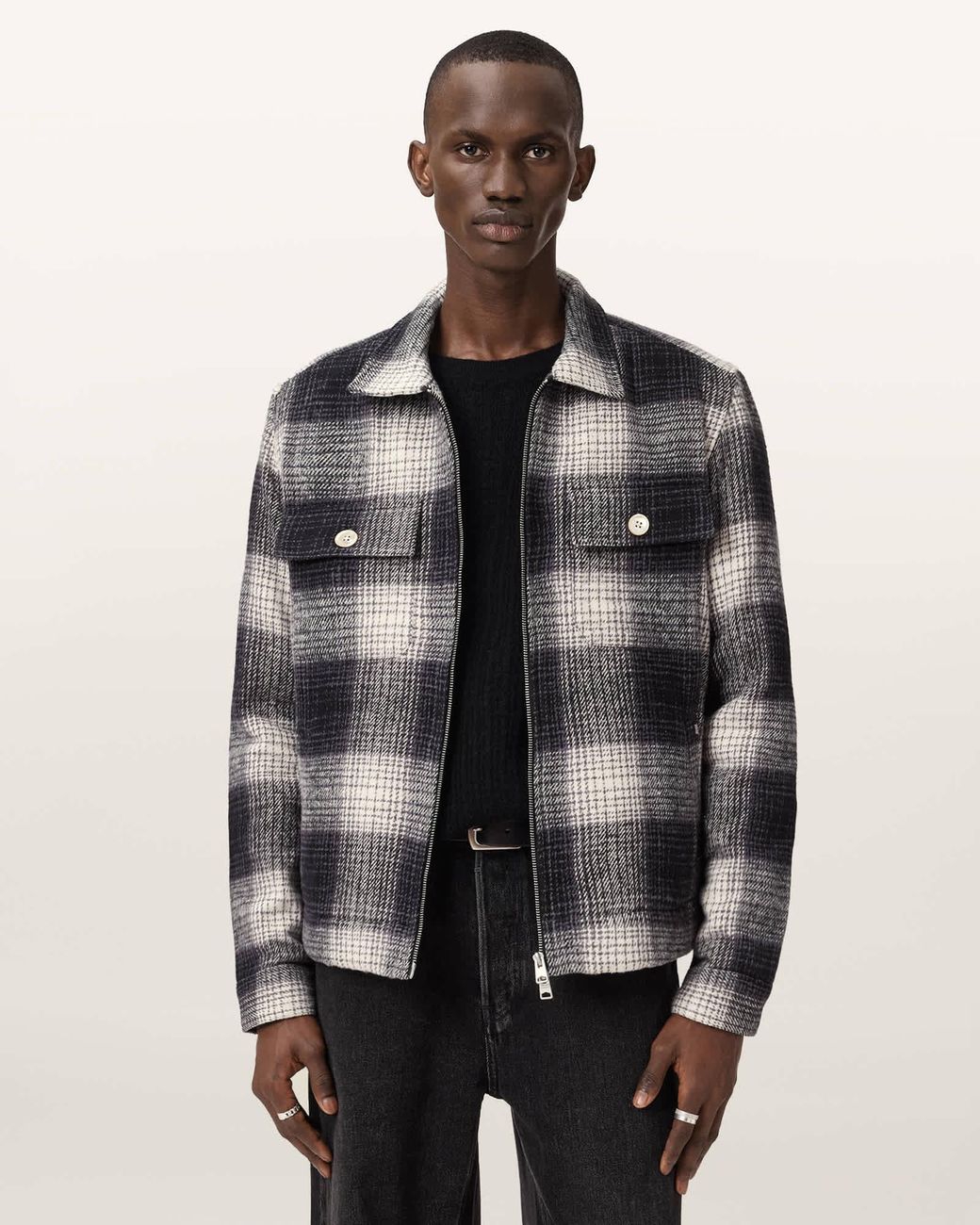 AllSaints Gray Matheson Check Jacket for men
