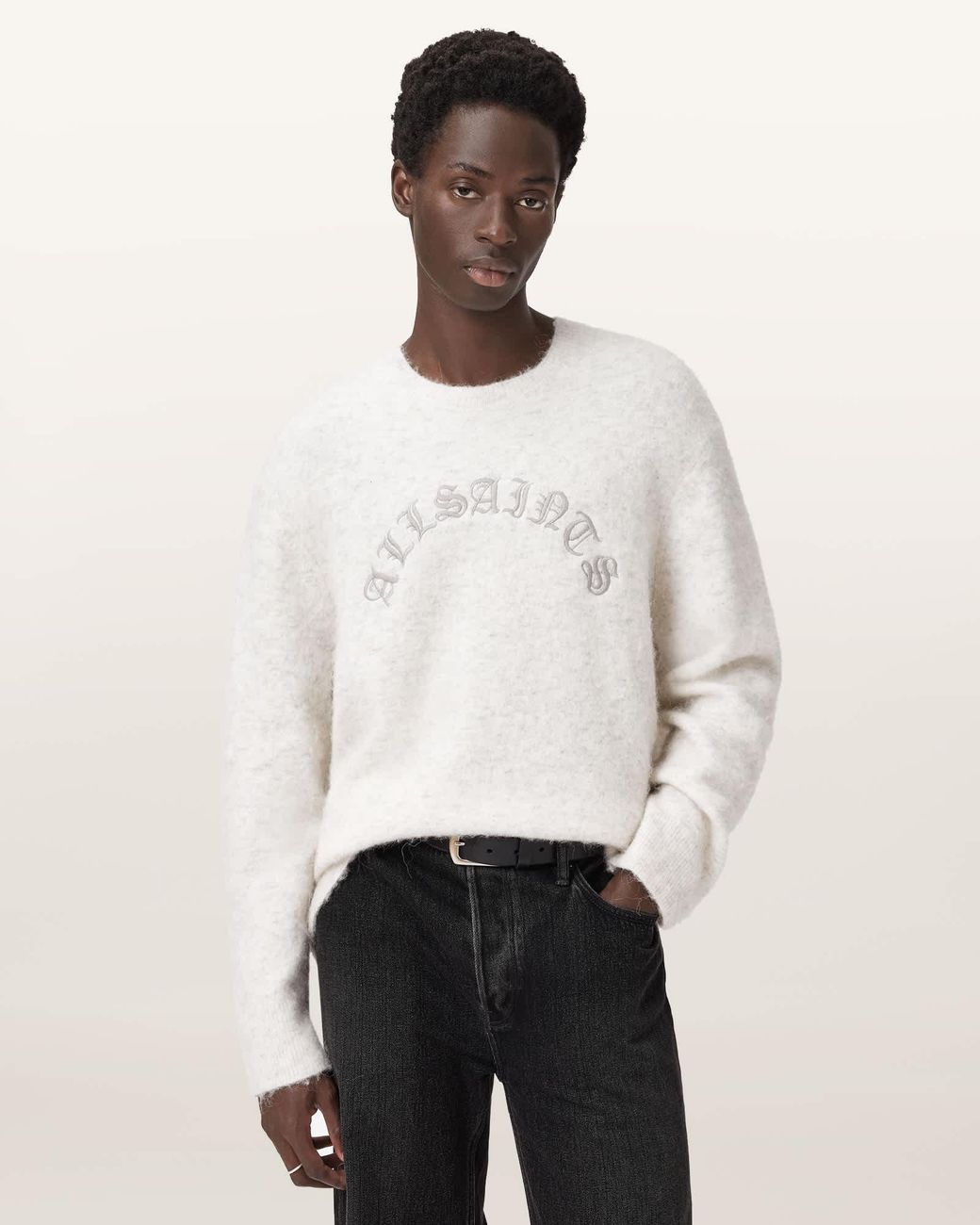 AllSaints White Curv Oversized Jumper for men