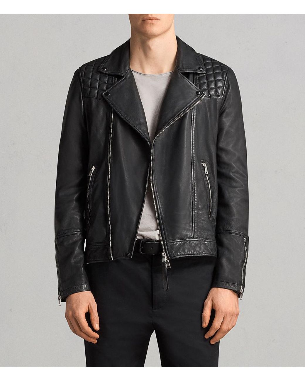 XL 美品 ALLSAINTS TARO BIKER レザージャケット ブラック AllSaints Taro Quilted Leather Biker Jacket in Black for Men