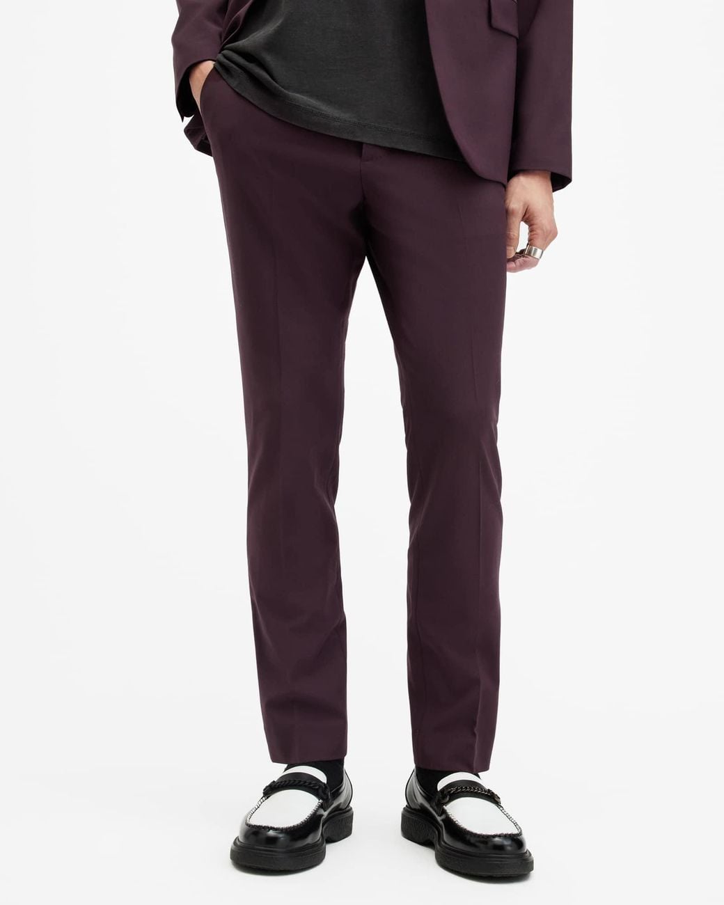 AllSaints Blue Lisle Skinny Fit Tailored Trousers,, Port for men