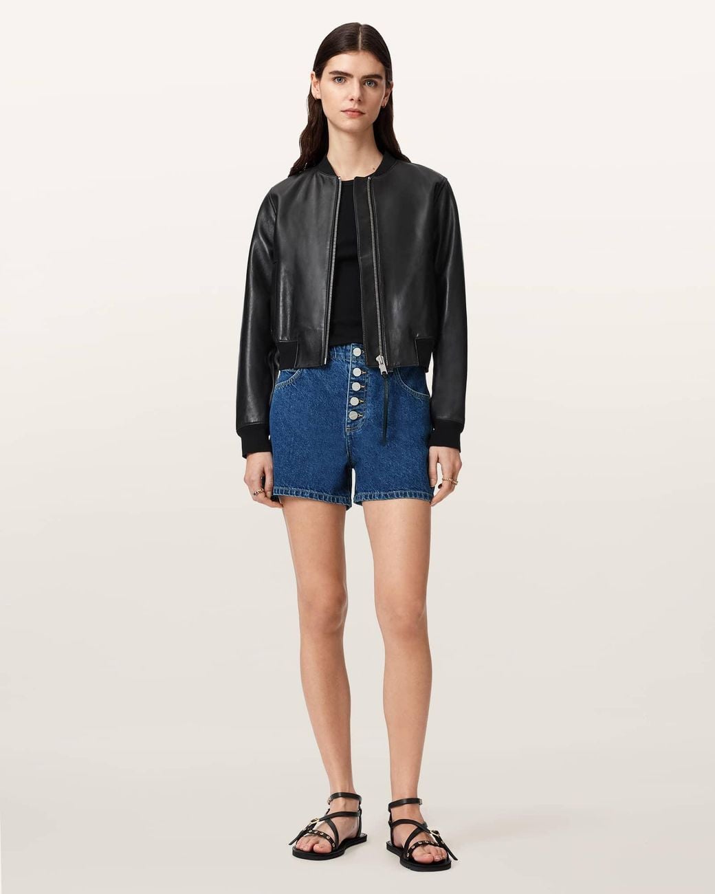 AllSaints Blue Tay Mid Rise Denim Shorts