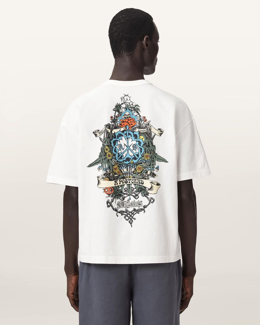 AllSaints White Saviour Boxy Fit Short Sleeve T-Shirt for men