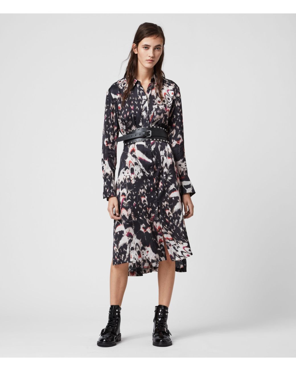 AllSaints Anya Wing Shirt Dress in Black Lyst Canada