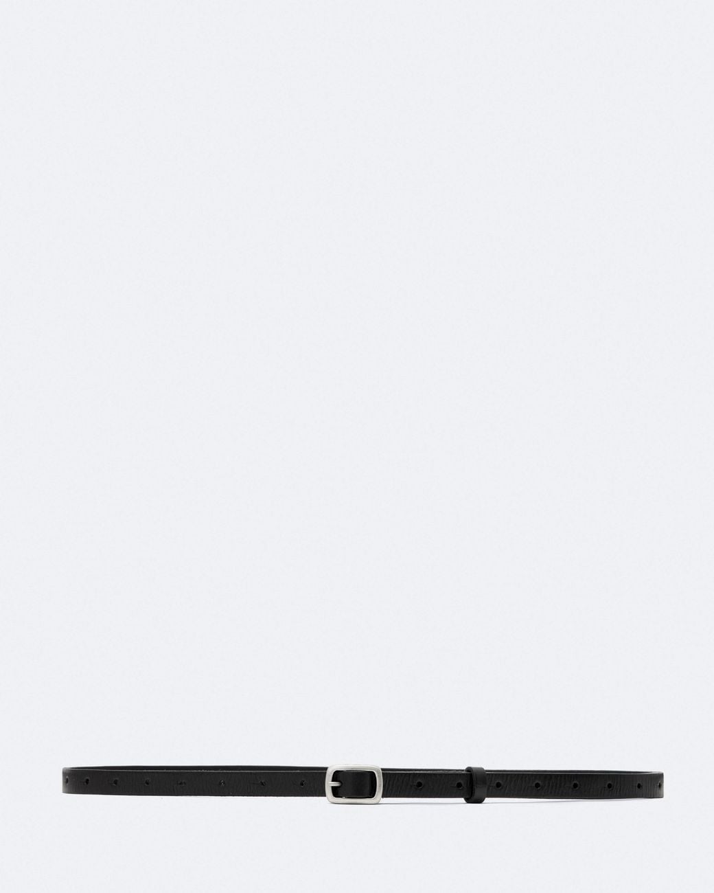 AllSaints White Halle Skinny Leather Punch-Hole Belt