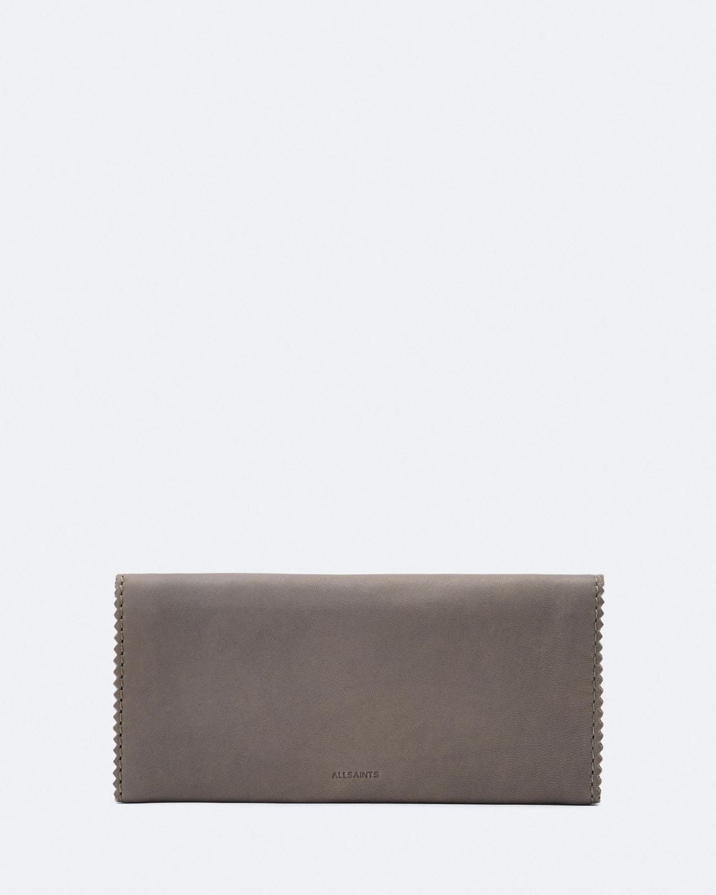 AllSaints Gray Siloh Pinked-Edge Leather Continental Wallet