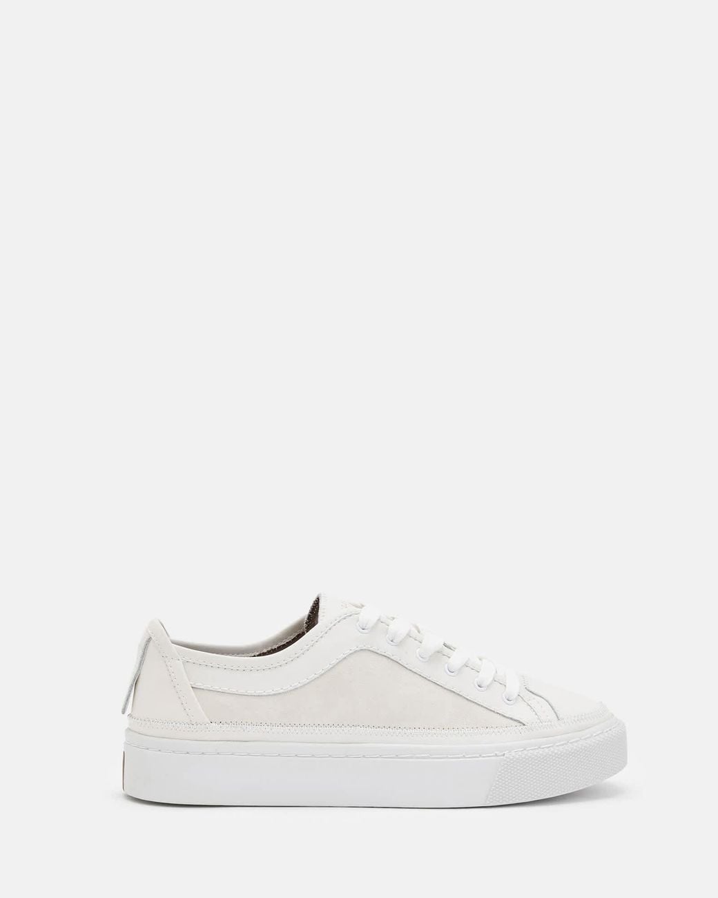 AllSaints White Milla Suede Lace Up Trainers,, Chalk