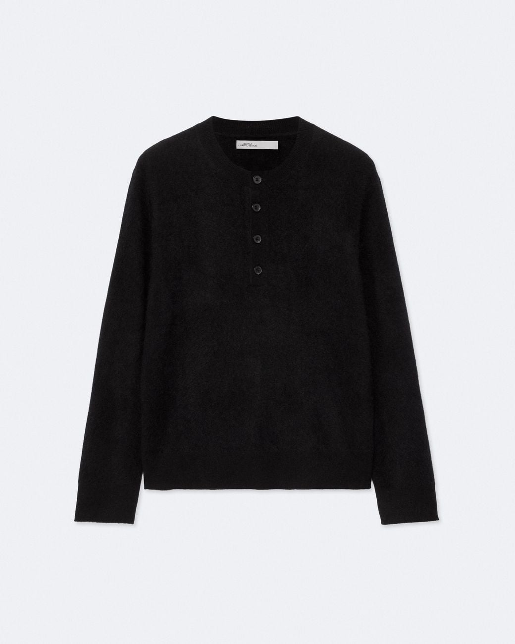 AllSaints Black Wulf Merino Wool Henley Sweater for men