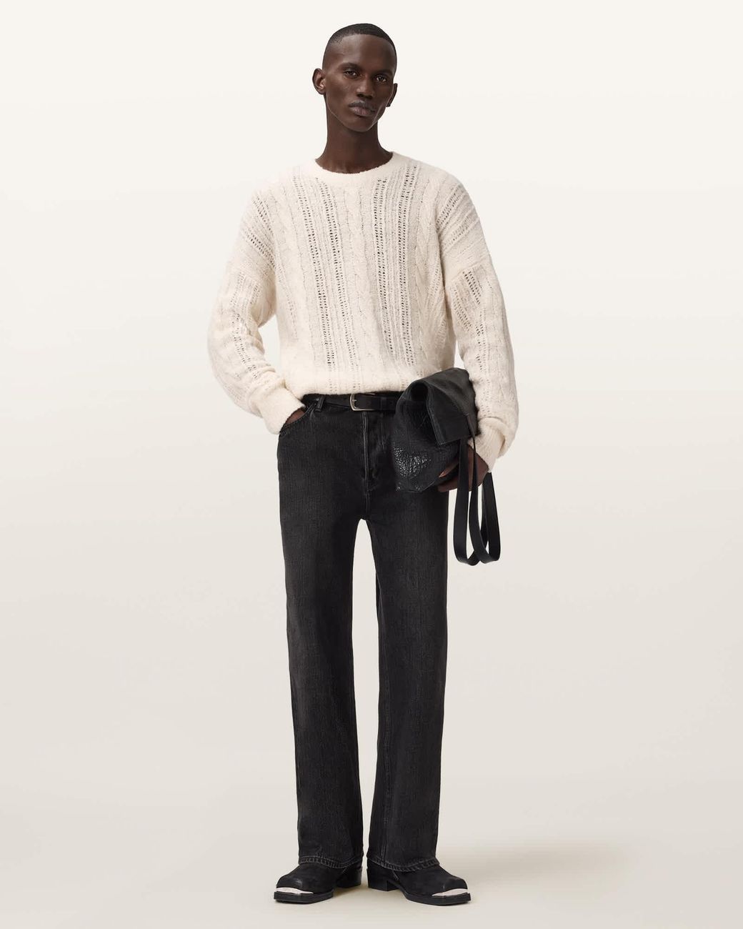 AllSaints White Josif Oversized Wool Jumper for men
