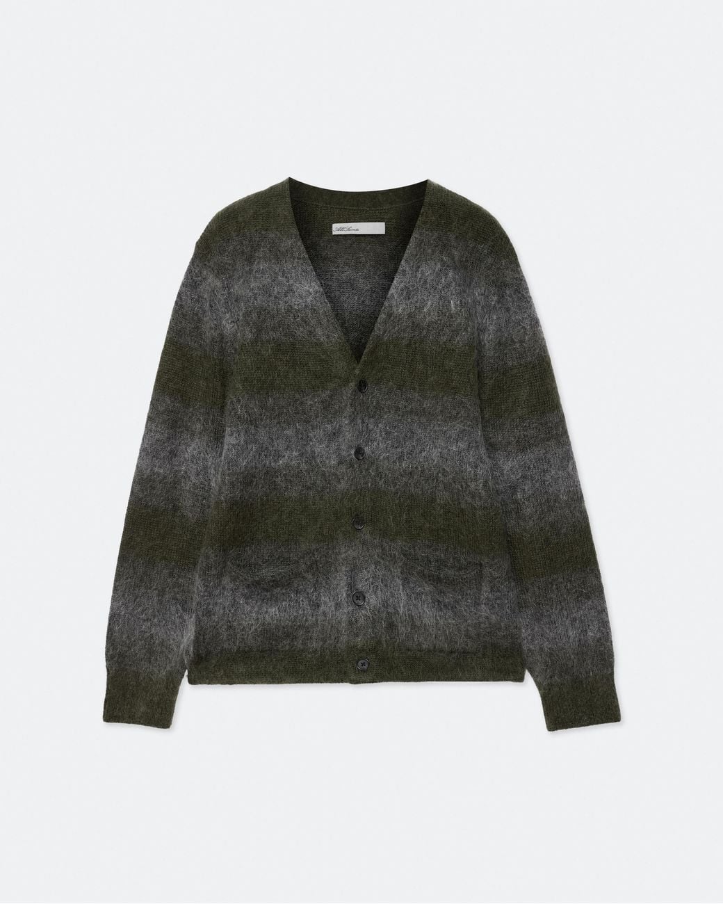 AllSaints Green Axe Striped Wool Cardigan for men