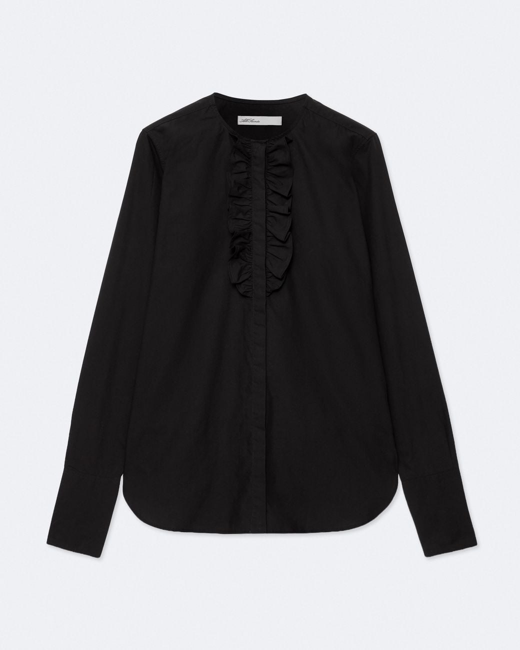 AllSaints Black Amara Cotton-Blend Ruffle Shirt