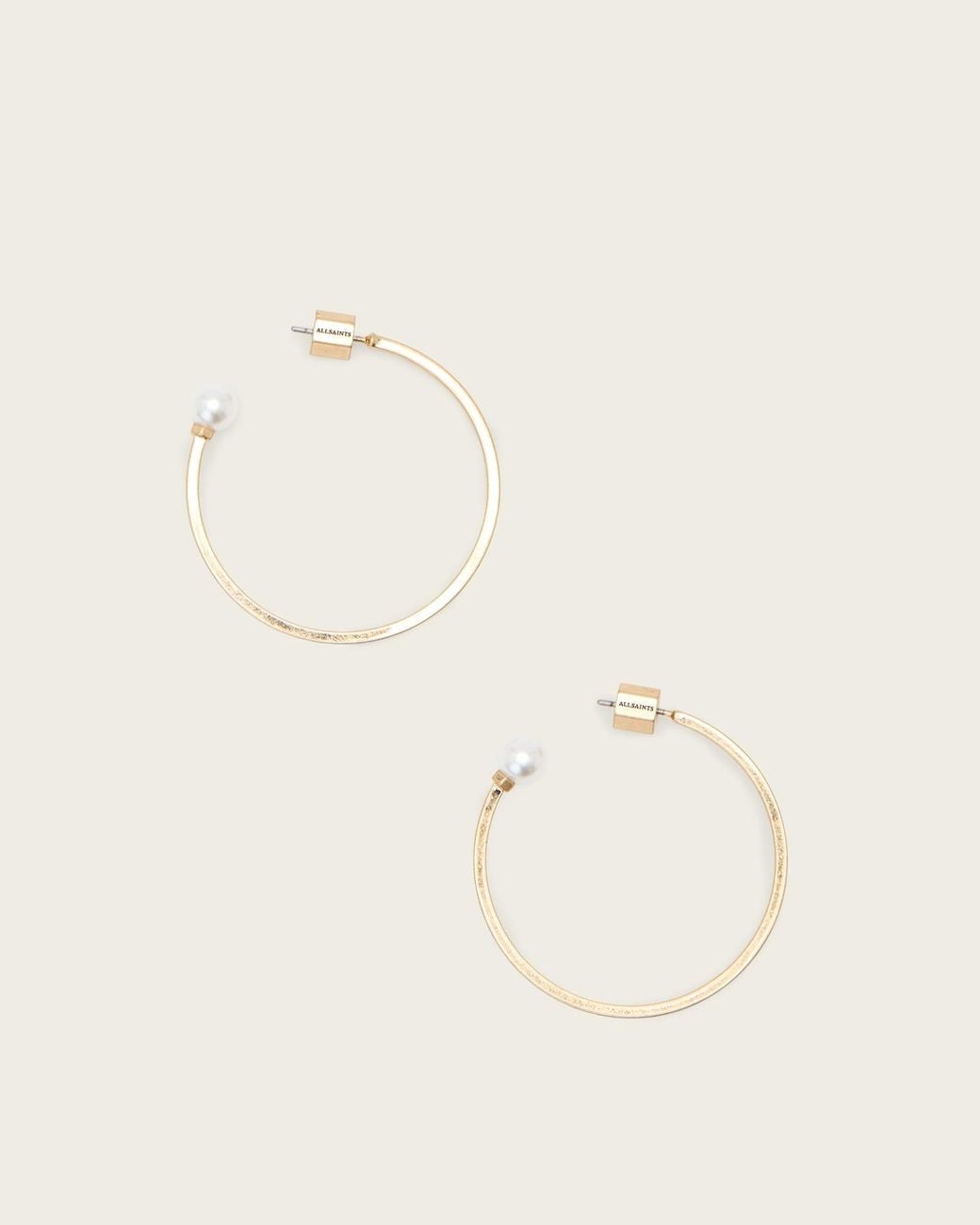 AllSaints Natural Hazel Pearl Hoop Earrings