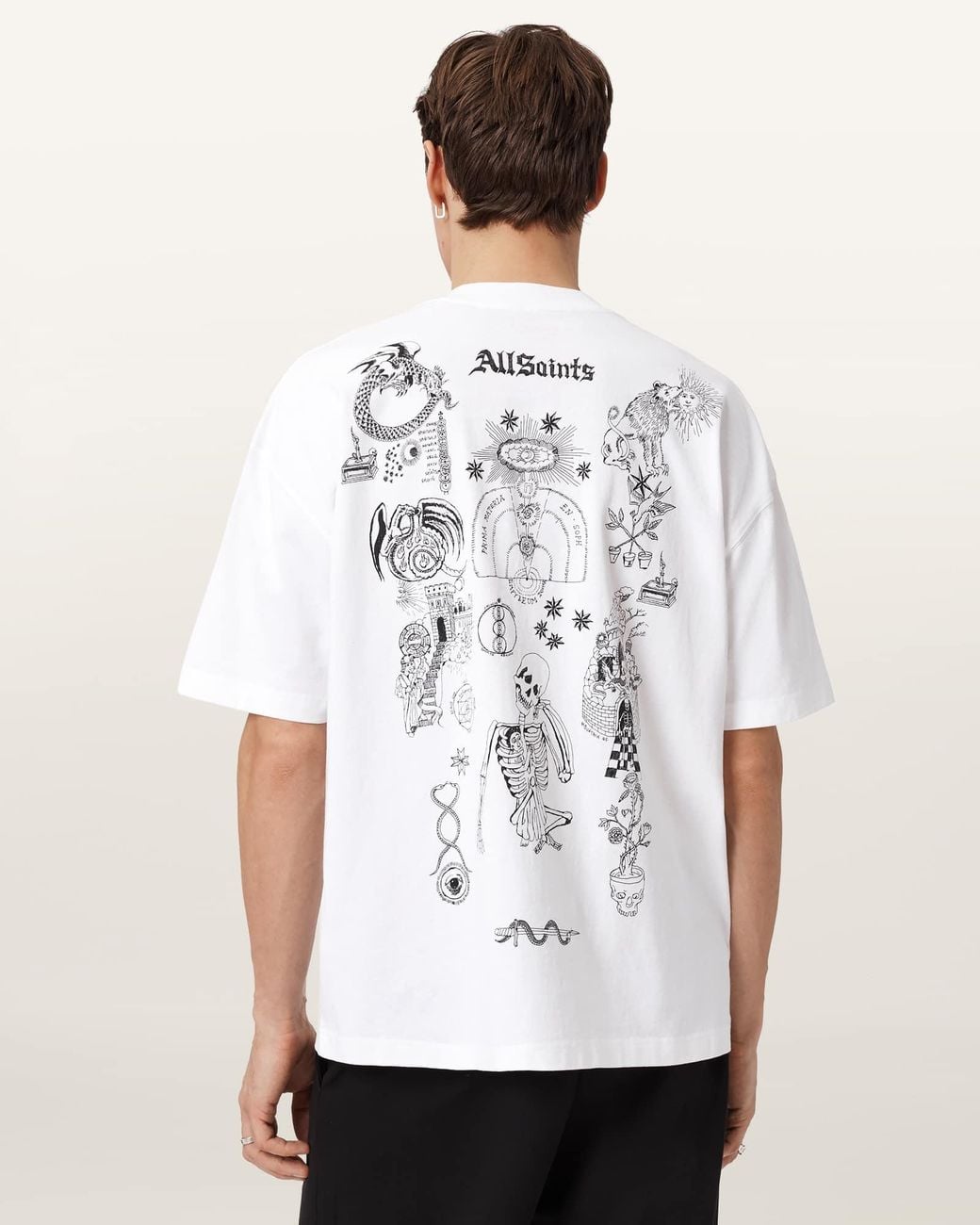 AllSaints White Terra Oversized Graphic T-Shirt for men