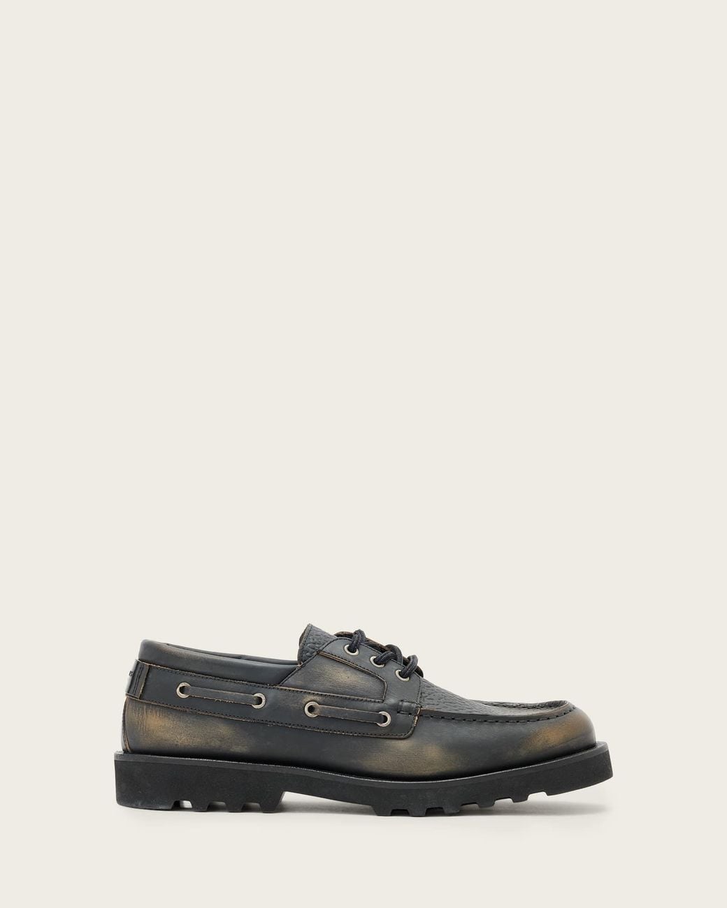 AllSaints White Skiff Leather Boat Shoes for men