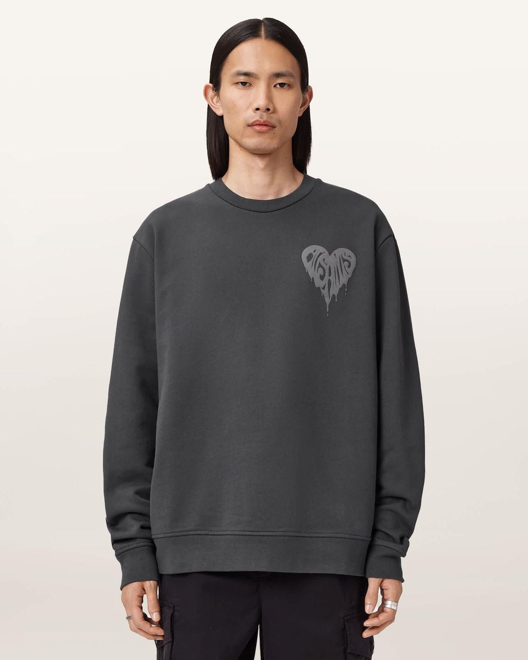 AllSaints Gray Trip Crew Neck Sweatshirt for men