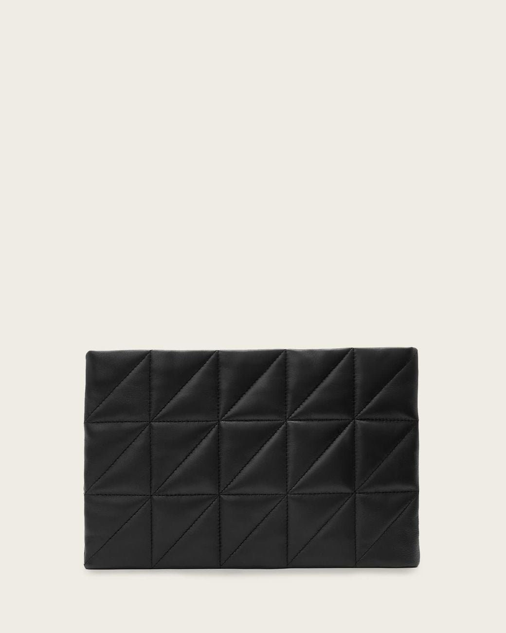 AllSaints Black Bettina Leather Quilt Clutch Bag