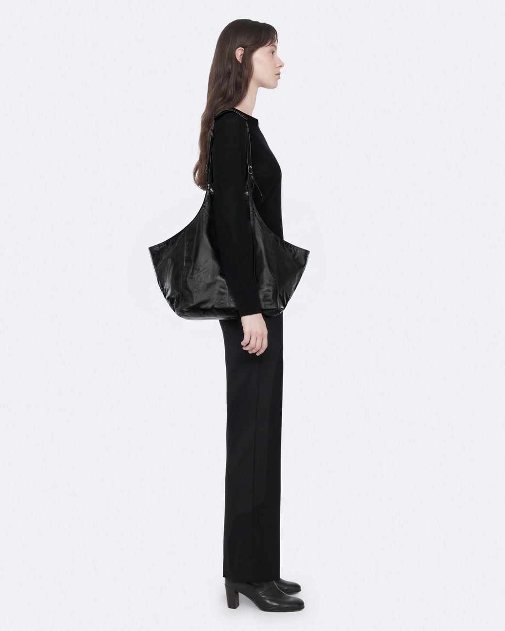 AllSaints Black Siloh Oversized Leather Tote Bag