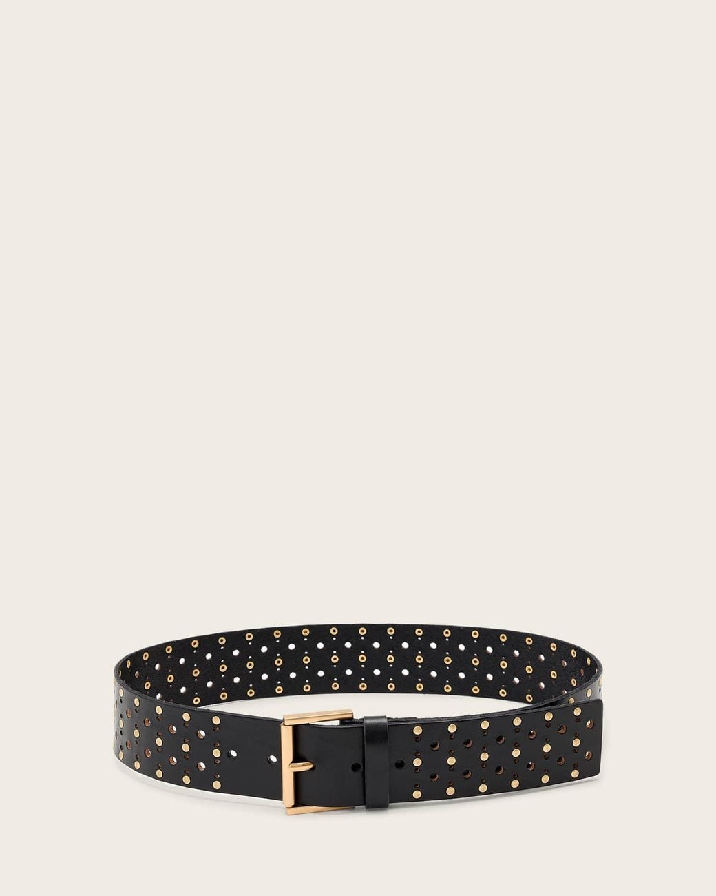AllSaints Black Lena Leather Studded Belt