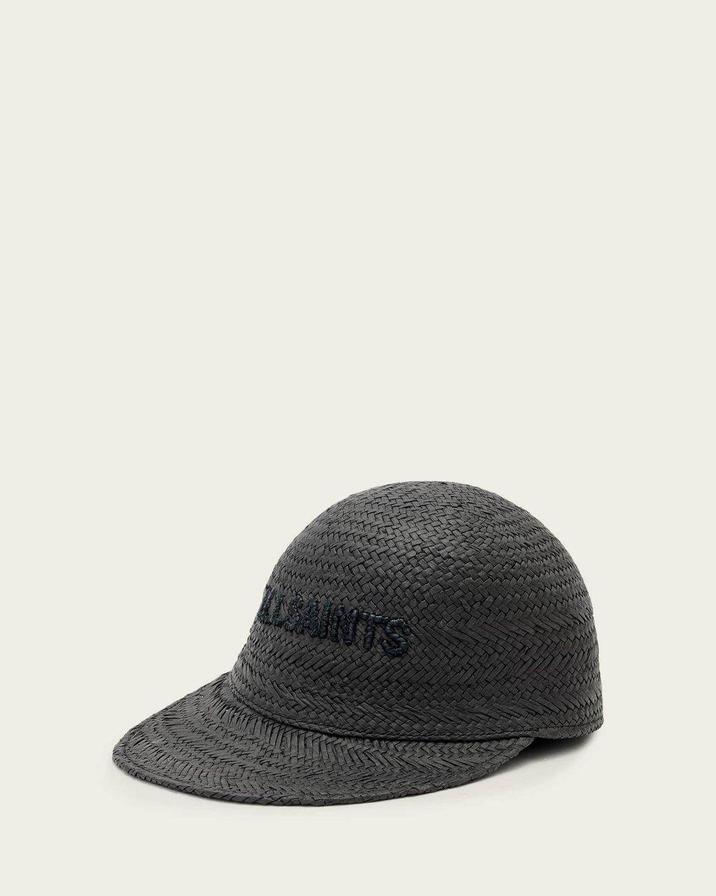AllSaints Black Mila Straw Baseball Cap