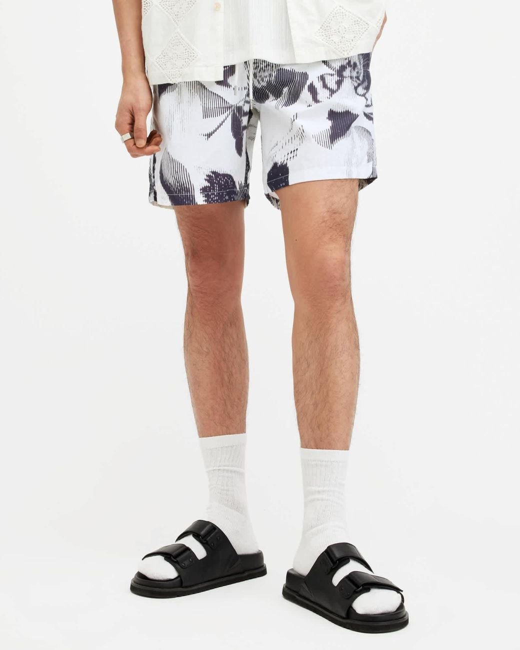 AllSaints White Frequency Slim Fit Swim Shorts,, Off for men