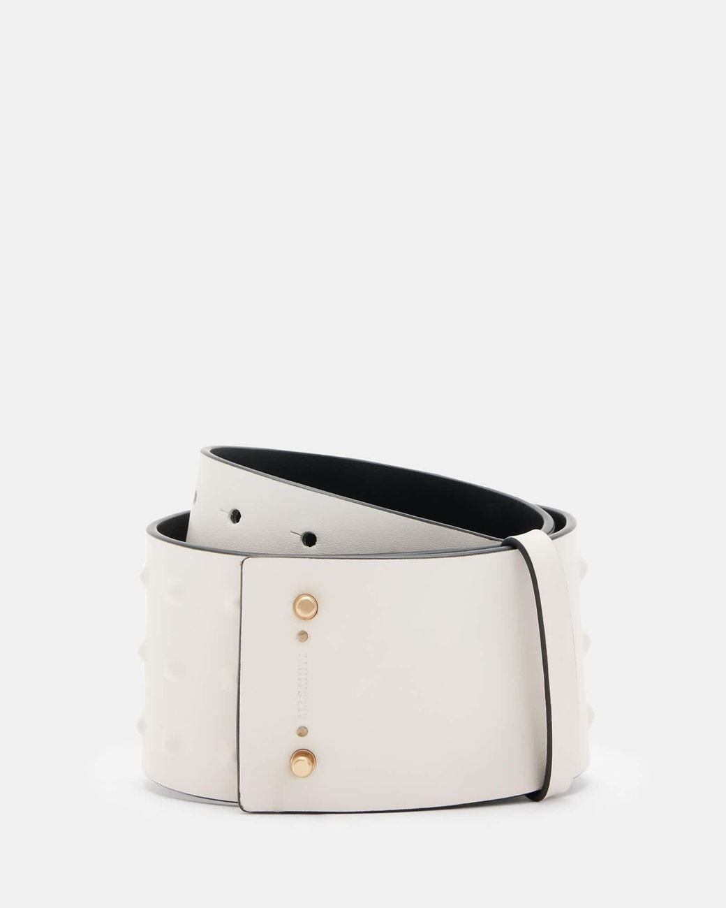 AllSaints White Lara Studded Leather Waist Belt