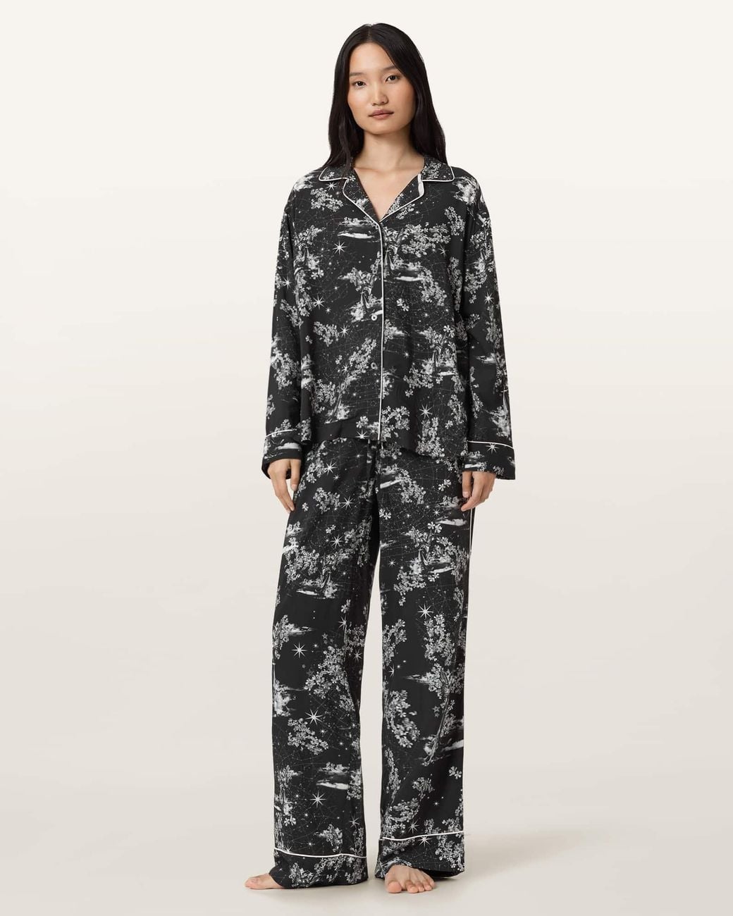AllSaints Black Maude Pyjama Set