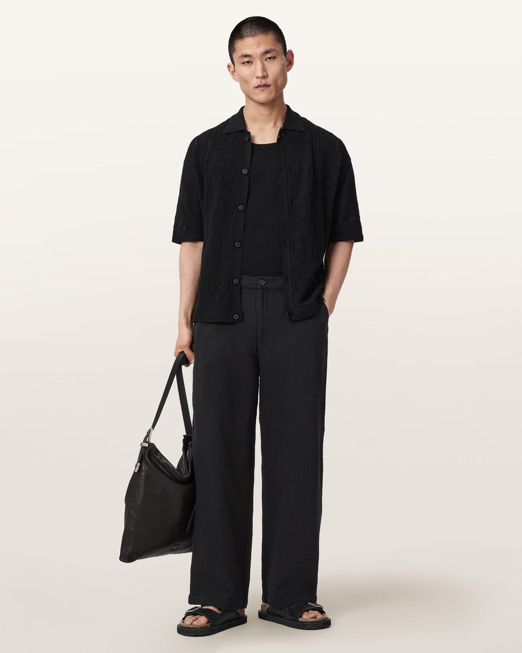 AllSaints Black Taiko Loose Fit Pants for men