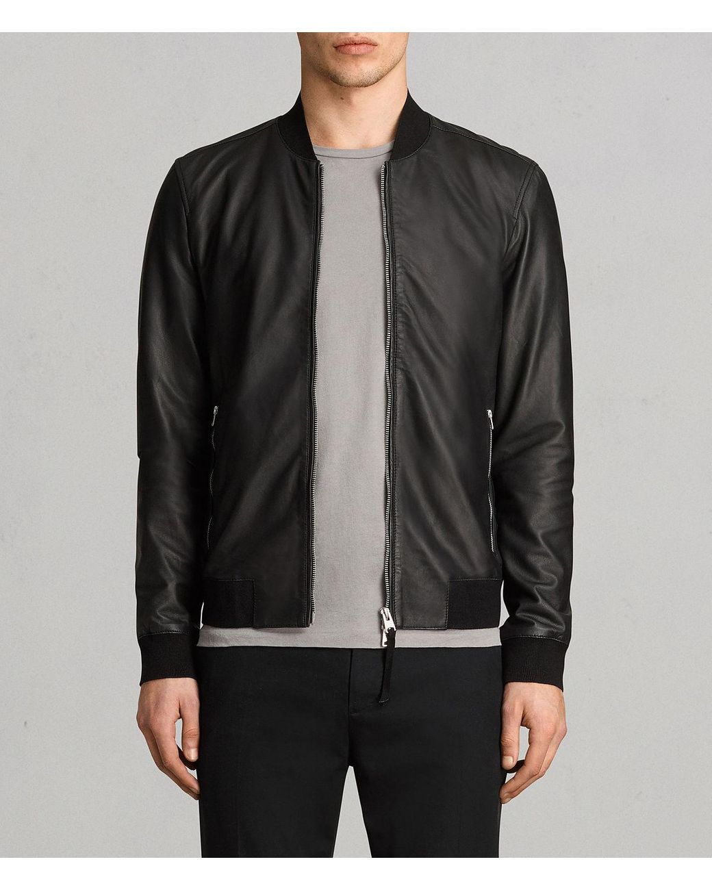 AllSaints Men s Sheep Leather Regular Fit Mower Bomber Jacket Black Size Xs for Men Lyst Canada
