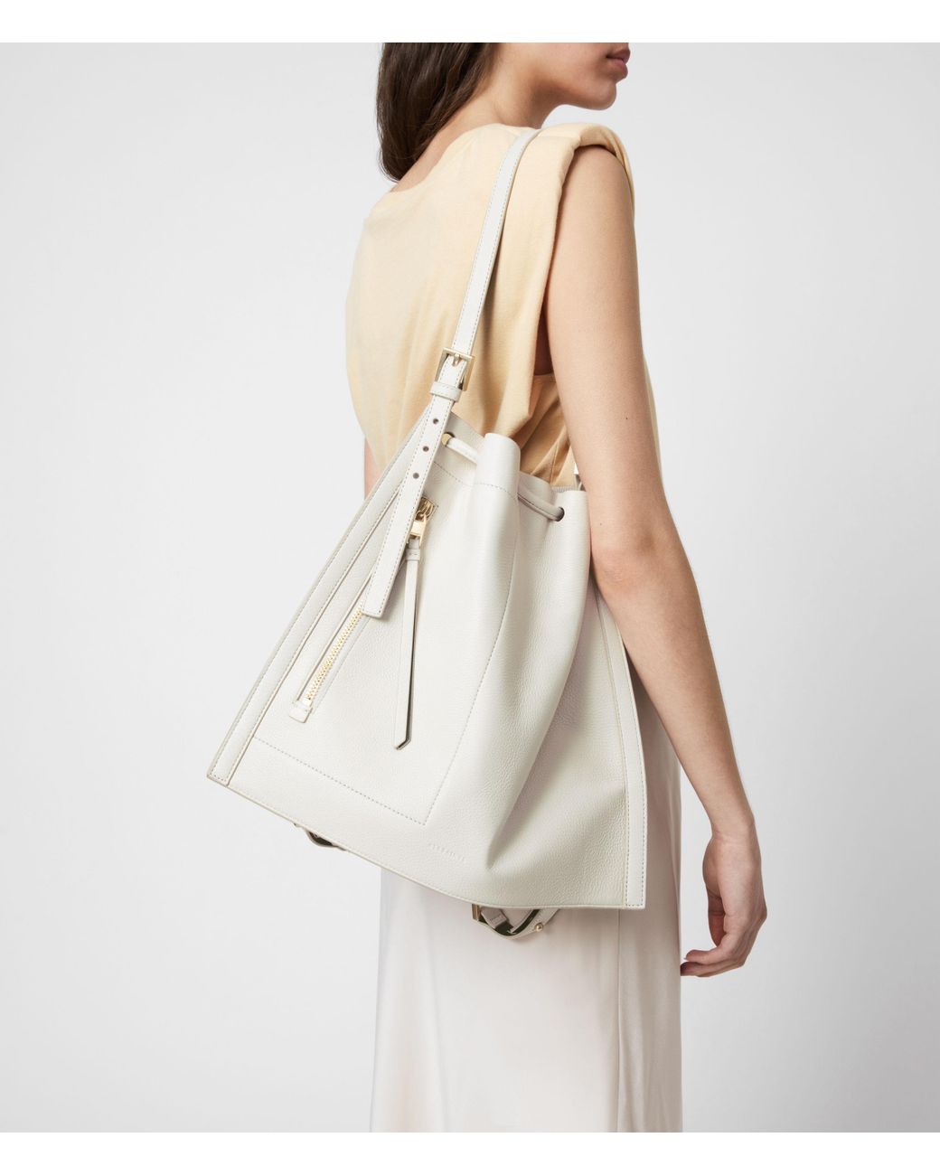 AllSaints Alpha Leather Backpack in White | Lyst AllSaints Alpha Leather Backpack in White | Lyst