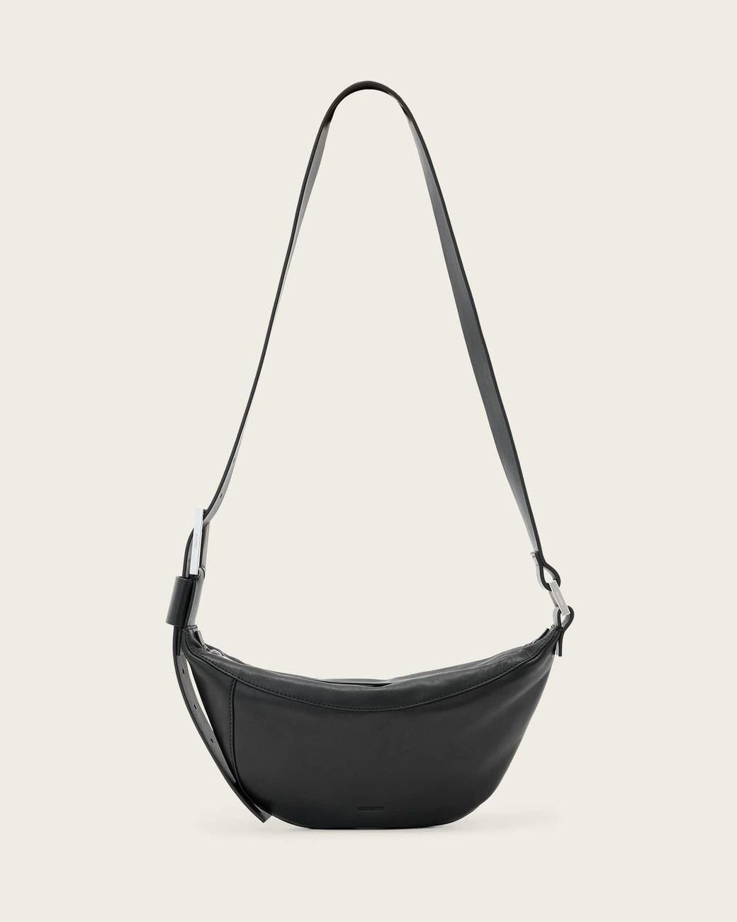 AllSaints Black Luna Slouchy Leather Crossbody Bag