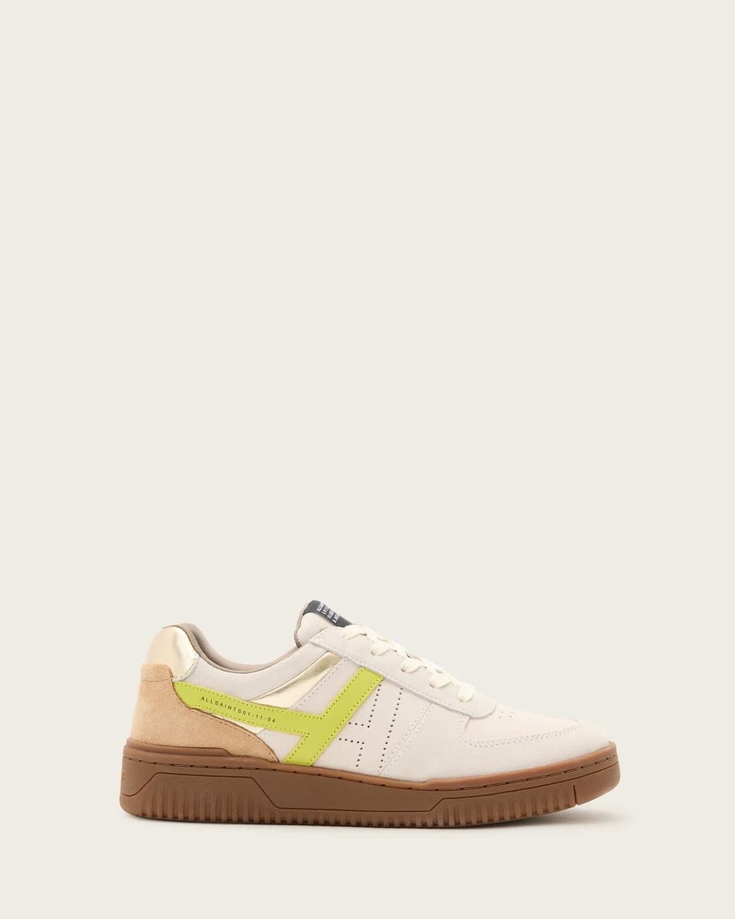 AllSaints Natural Vix Low Top Round Toe Suede Trainers