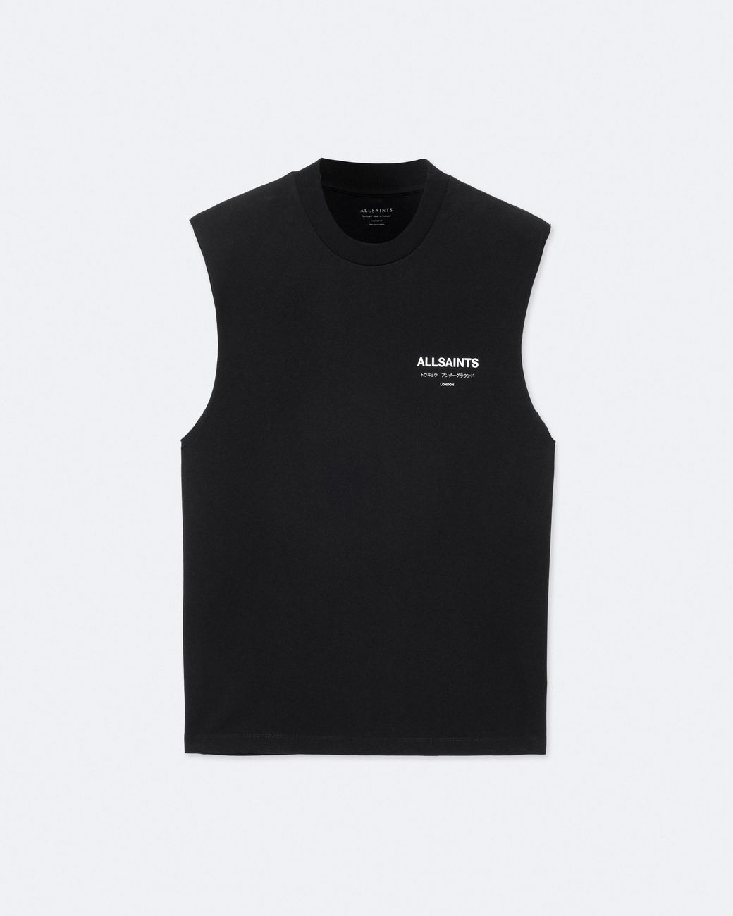 AllSaints Black Underground Sleeveless Crew Neck T-Shirt for men