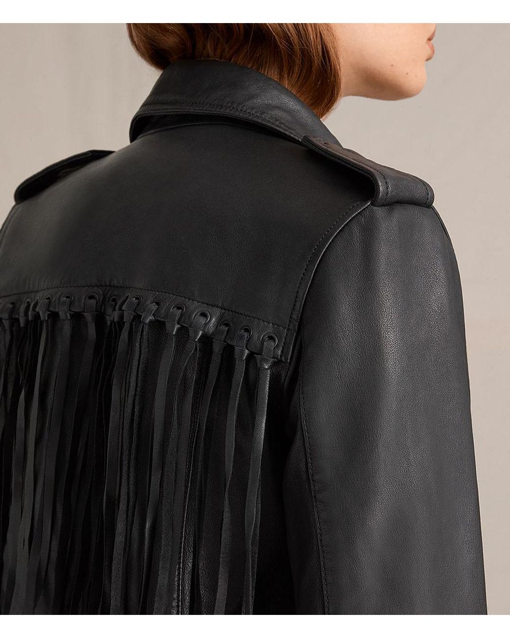 AllSaints Tassel Balfern Leather Biker Jacket in Black Lyst