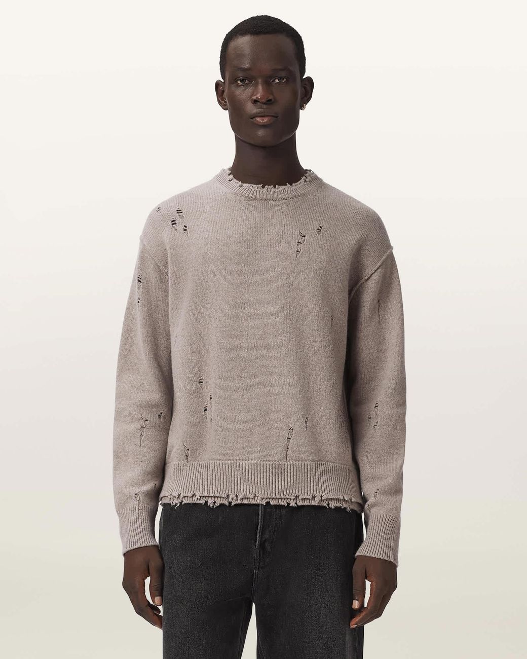 AllSaints Natural Wolf Oversized Wool Blend Jumper for men
