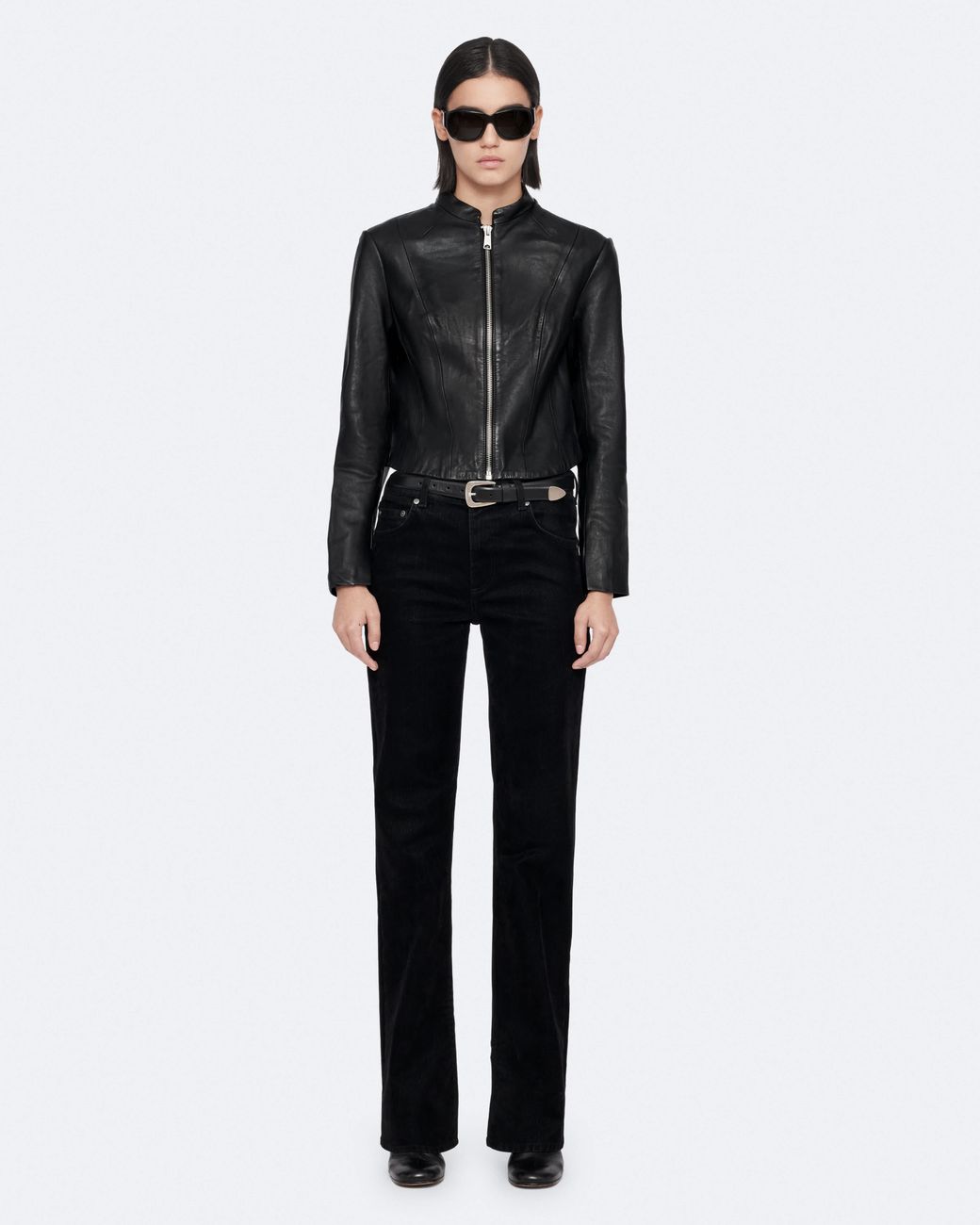 AllSaints Black Sadler Slim Fit Leather Jacket