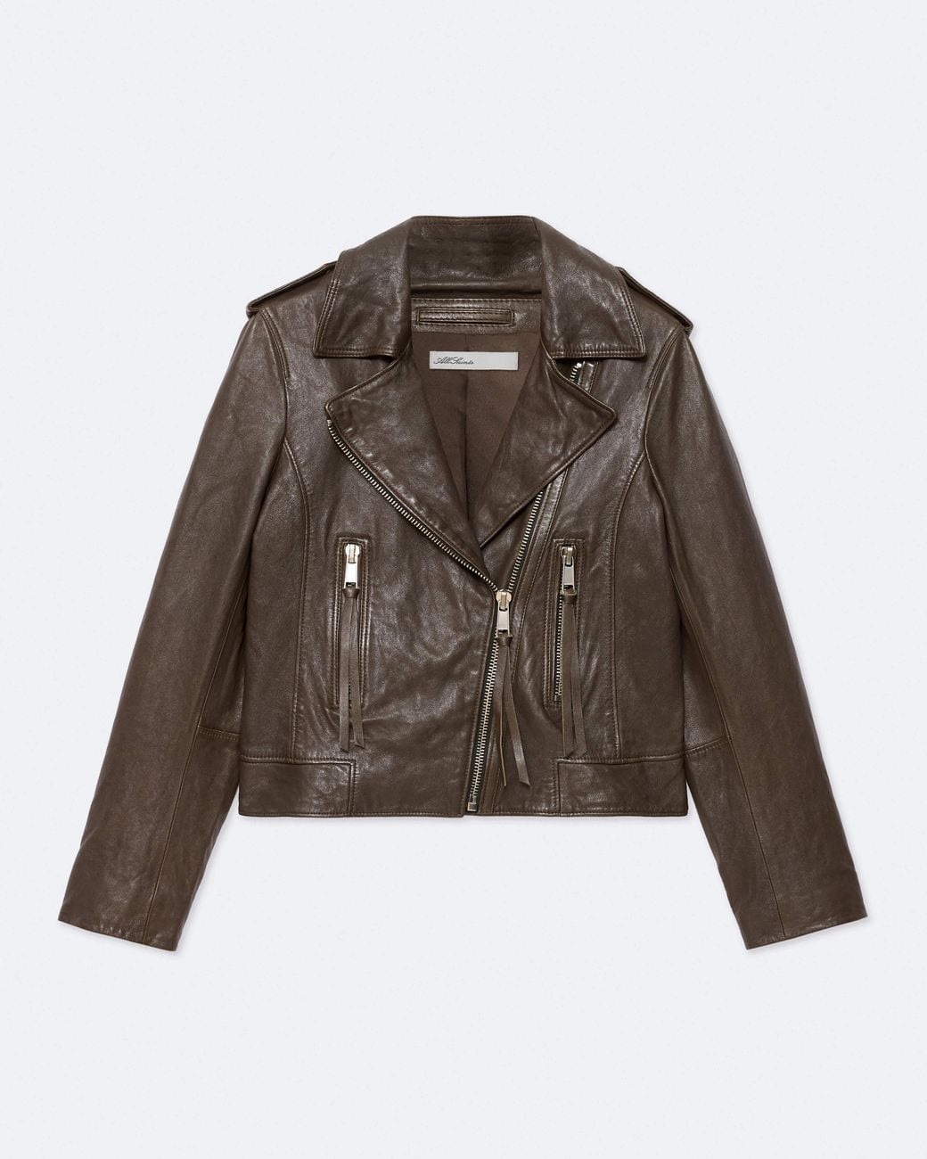 AllSaints Brown Errie Leather Biker Jacket