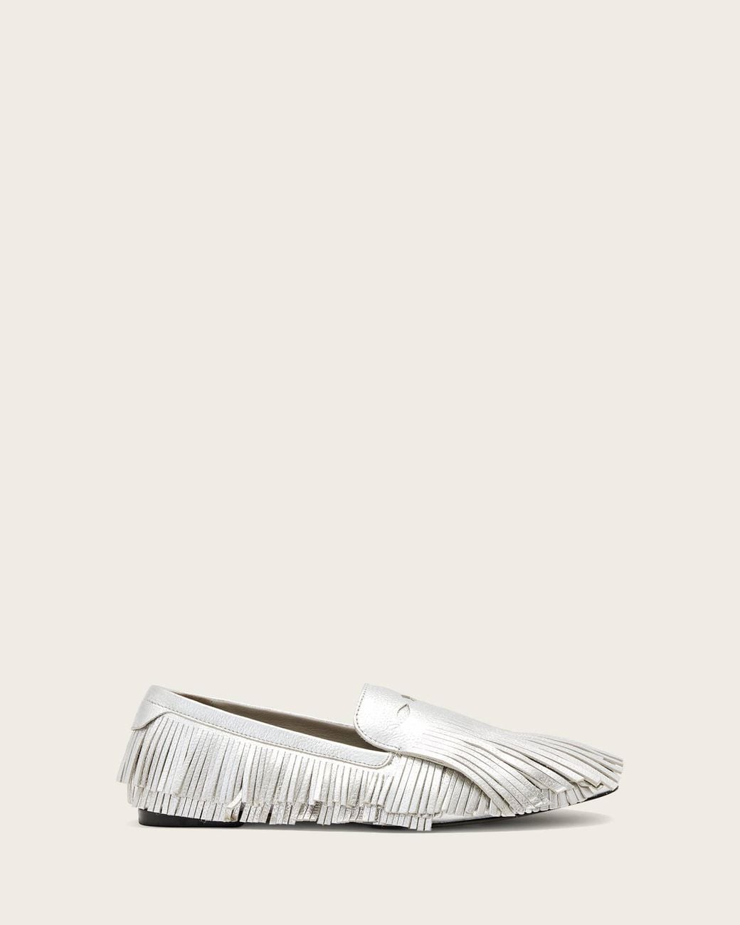 AllSaints Natural Leather Sandy Metallic Fringe Loafers, /Us 6/Eu 36