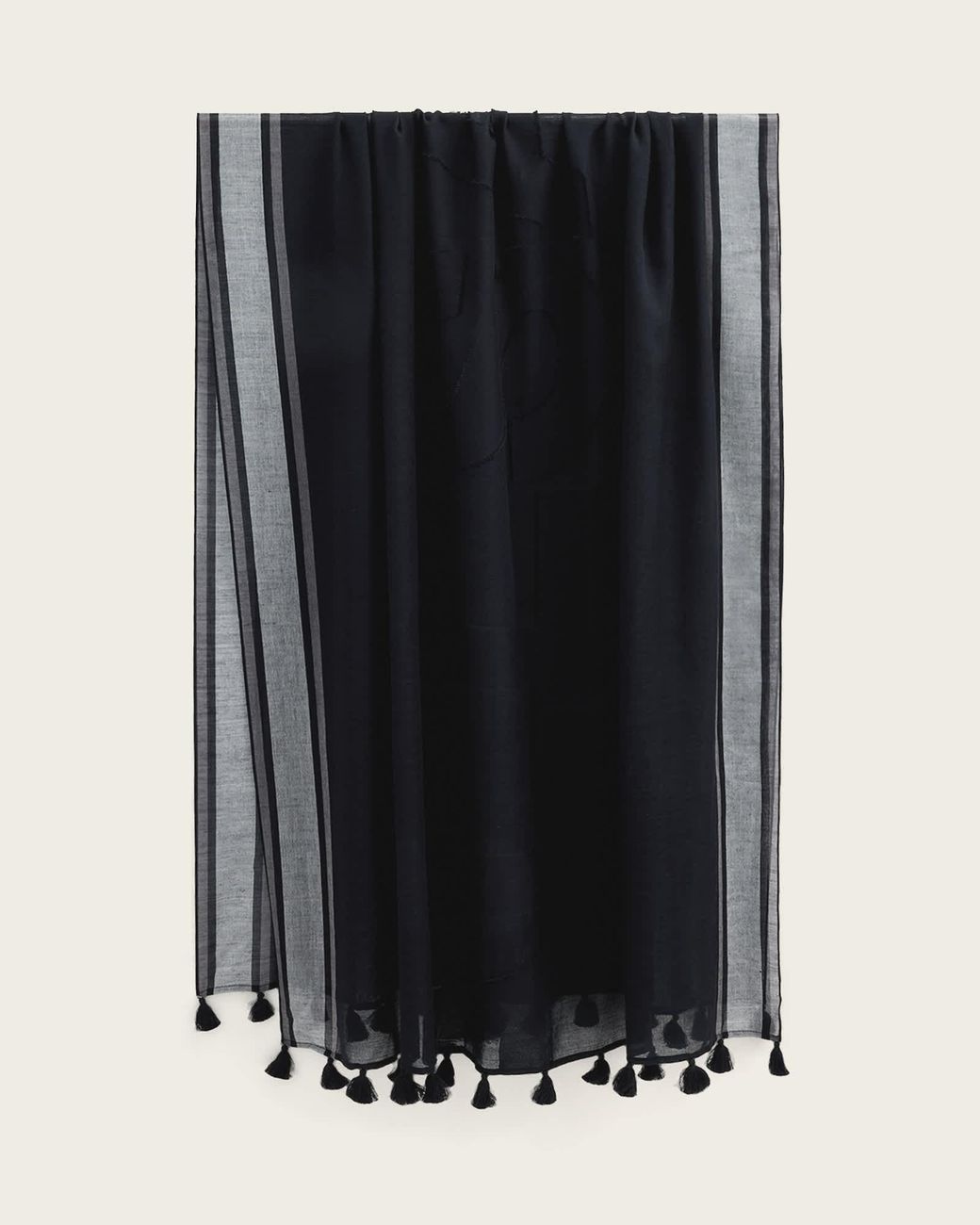 AllSaints Black Caty Wraparound Wool Blend Pareo