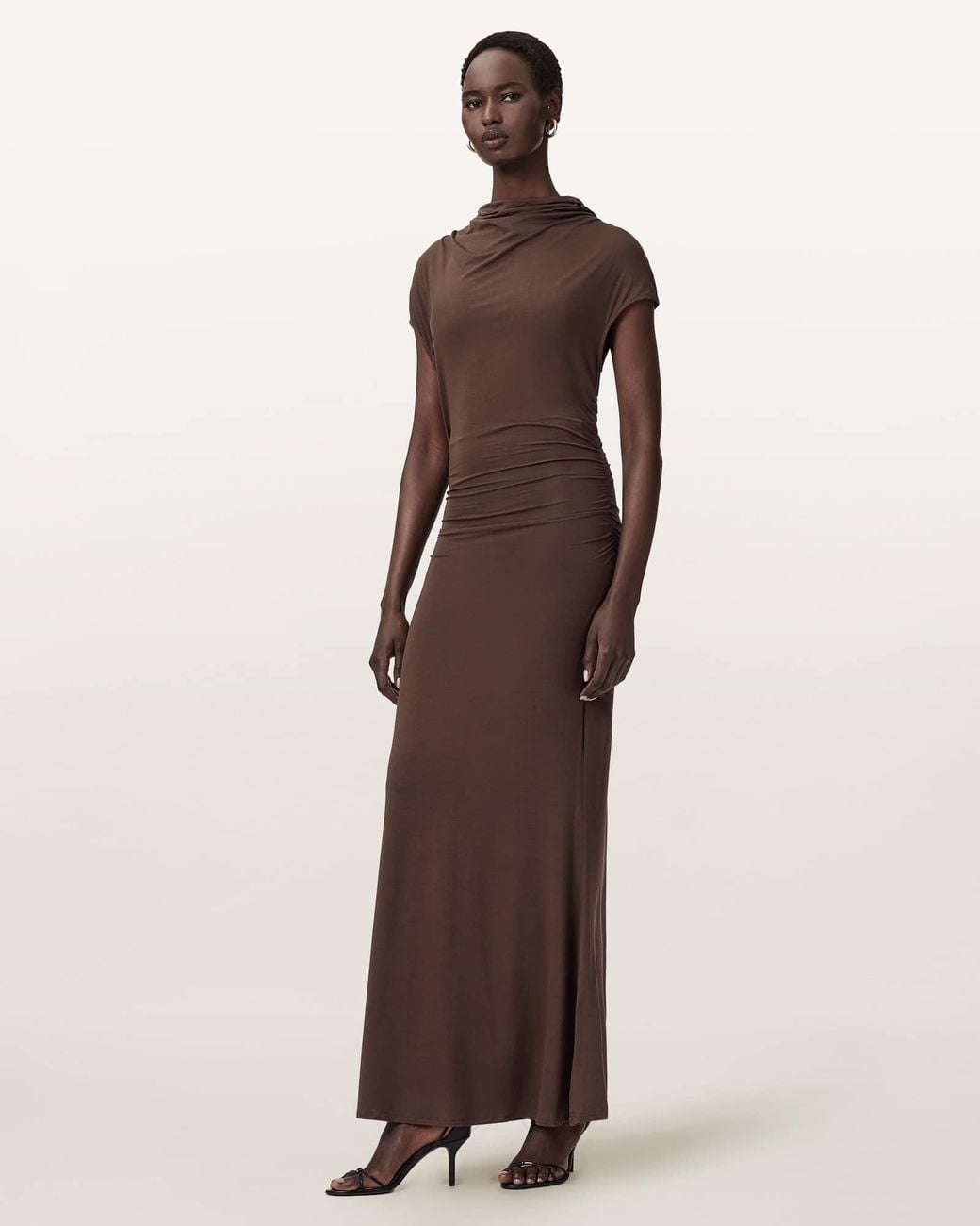 AllSaints Brown Selena Bodycon Maxi Dress