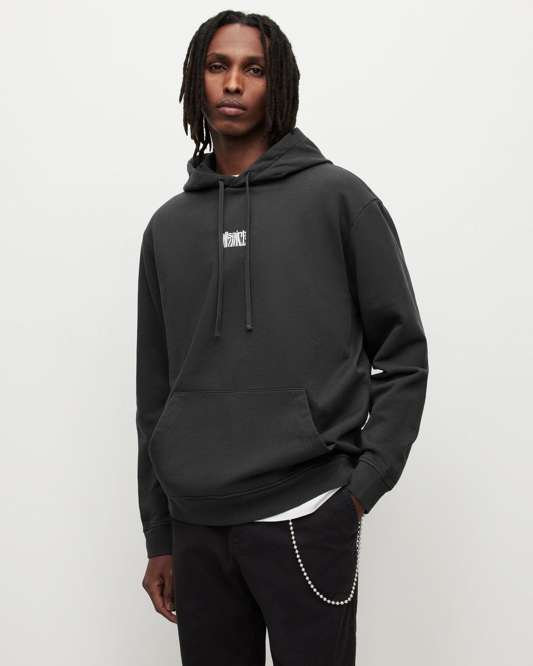 All saints shop mens black hoodie